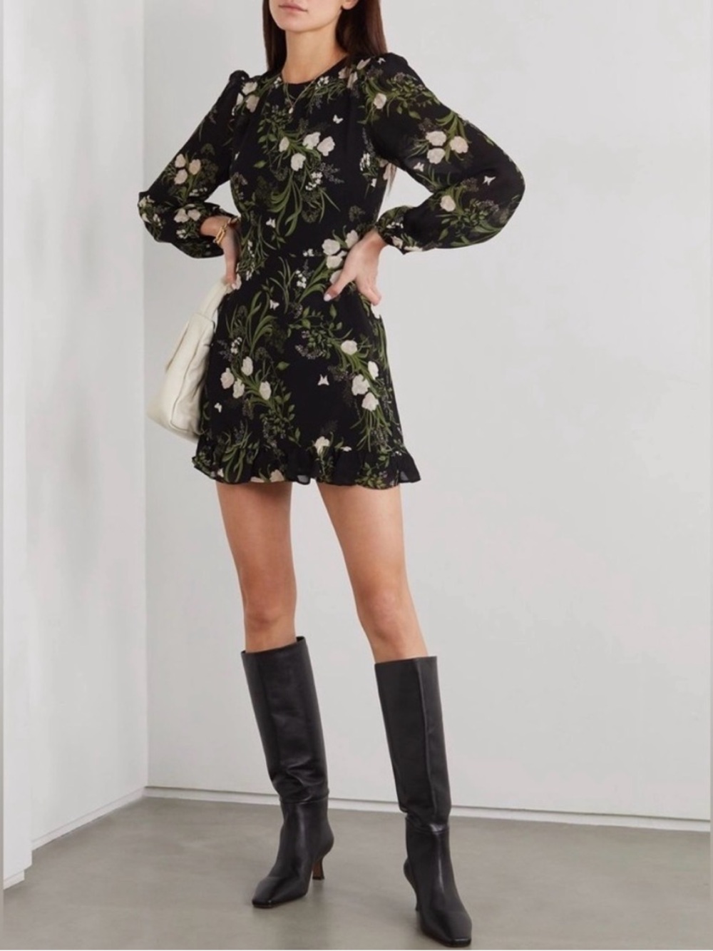 REFORMATION Resnick Ruffled Floral-print Georgette Mini Dress in Anastasia Sz. 0